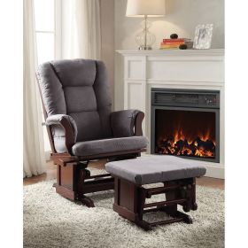 Aeron Chair &amp; Ottoman (2Pc Pk) in Gray Microfiber &amp; Cherry 59338