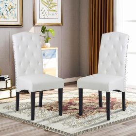 Dining PU Chair with Solid Wood Legs; 18.11&quot; L x 24.01&quot; W x 40.95&quot; H White