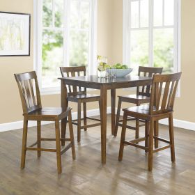 5 Piece Mission Counter Height Dining Set, Including Table & 4 Chairs, Cherry Color, Set of 5