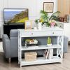 Console Table 3-Tier with Drawer and Storage Shelves - white