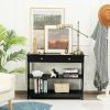 Console Table 3-Tier with Drawer and Storage Shelves - black