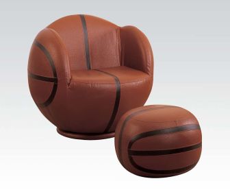 All Star Chair & Ottoman (2Pc Pk) in Basketball: Brown & Black - 05527