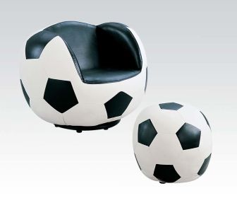 All Star Chair & Ottoman (2Pc Pk) in Soccer: White & Black - 05525