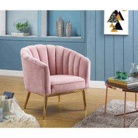 "Colla" Accent Chair  By ACME In Blush-Pink Velvet W/ Gold Legs