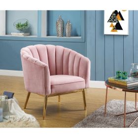 "Colla" Accent Chair by ACME in Blush-Pink Velvet w/ Gold Legs