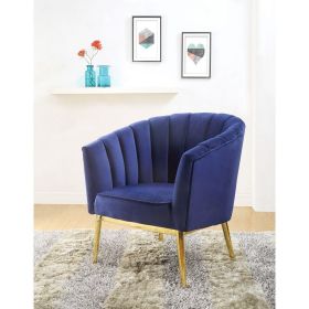 "Colla" Accent Chair By ACME In Midnight Blue Velvet /Gold Legs