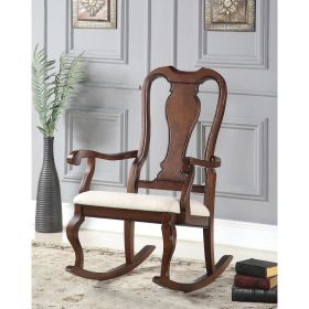 Sheim Rocking Chair in Beige Fabric & Cherry  - 59382