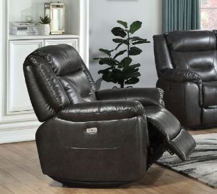 "lmogen" Recliner in Gray Leather-Aire by ACME  (Power Motion)