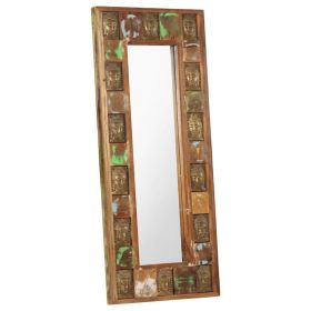 Mirror with Buddha Cladding 19.7"x43.3" Solid Reclaimed Wood - Brown
