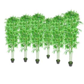 Bamboo Artificial Plants Home Decor Set of 6 - Green