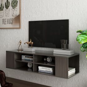 Wall Mounted Media Console,Floating TV Stand Component Shelf with Height Adjustable, Blackoak