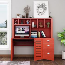 Home Office Computer Desk with Hutch,Teak