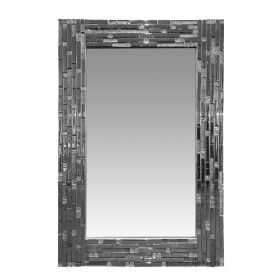 DunaWest Mosaic Tile Design Rectangular Accent Wall Mirror, Silver