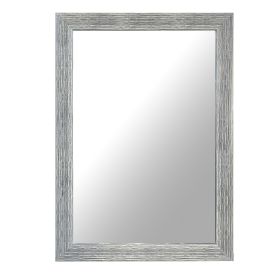 DunaWest Rectangular Polystyrene Encased Wall Mirror with Textured Details, Chrome