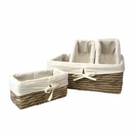 Water Hyacinth Storage Container Baskets with Liner - Multi-funtional storage solution for Home Decor