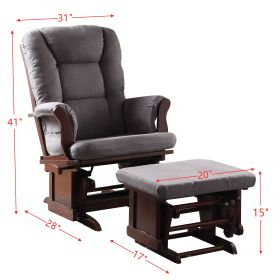 "Aeron" Chair & Ottoman By ACME in Gray Microfiber & Cherry