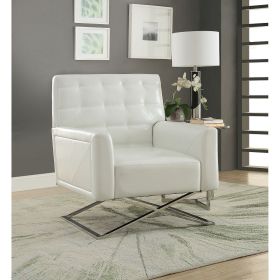 Rafael Accent Chair in White PU & Stainless Steel