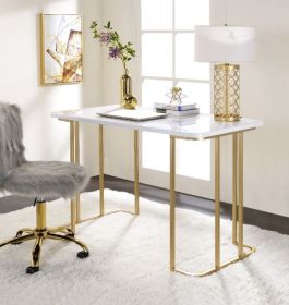 Estie Writing Desk; White & Gold Finish AL