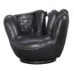 All Star Chair & Ottoman (2Pc Pk) in Baseball: Black Glove Chair, White Ottoman  - 05522