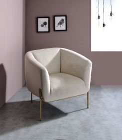 Carlson Accent Chair; Beige Velvet & Chrome