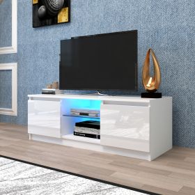 TV Cabinet Wholesale; White TV Stand with Lights; Modern LED TV Cabinet with Storage Drawers; Living Room Entertainment Center Media Console Table