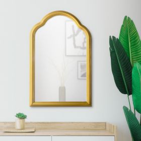 Arched Top Handcrafted Metal Encased Accent Wall Mirror; Antique Gold; DunaWest