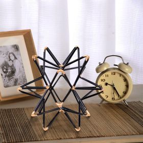 Intersecting Iron Wire Star Decor with Accented Joints; Black and Gold