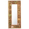 Mirror with Buddha Cladding 19.7"x43.3" Solid Reclaimed Wood - Brown
