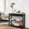 Console Table 3-Tier with Drawer and Storage Shelves - coffee