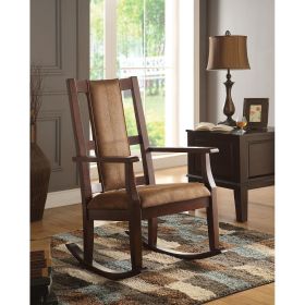 Butsea Rocking Chair in Brown Fabric & Espresso