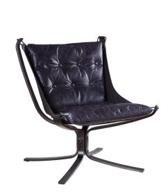 Carney Accent Chair; Vintage Blue Top Grain Leather