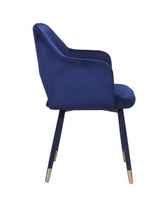 Applewood Accent Chair, Ocean Blue Velvet & Gold