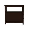 End Table Narrow Nightstand With Two Drawers And Open Shelf-Brown  - brown