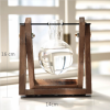 Hot selling water planting glass flower vase with wooden frame chinese home decor modern mini table vase - Three bottles