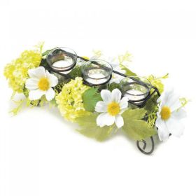 Blooming Faux Daisy Candleholder