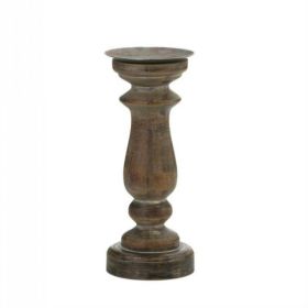 Short Antique-style Wooden Candleholder