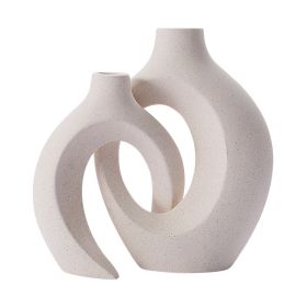 2Pcs Nordic Ceramic Vase Snuggle Set White Matte Creative Vase INS Flower Pot Living Room Home Offical Desktop Decor Accessories (Color: Snuggle Set, Ships From: China)