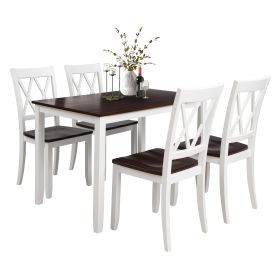 Dining Table Set Home Kitchen Table and Chairs Wood Dining Set (Color: Cherry)