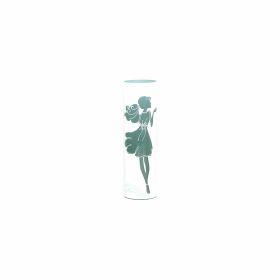 Fashion girl | Art decorated glass vase | Glass vase for flowers | Cylinder Vase | Interior Design | Home Decor | Large Floor Vase 16 inch (Color: Blue, Height, Mm: 400)