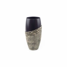 Handpainted Glass Vase for Flowers | Painted Art Glass Violet Oval Vase | Interior Design Home Room Decor | Table vase 12 inch (Color: Violet, Height, Mm: 300)