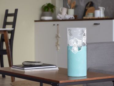 Handpainted Glass Vase for Flowers | Painted Art Glass Blue Cylinder Vase | Interior Design Home Decor | Table vase 12 inch. (Color: Blue, Height, Mm: 300)