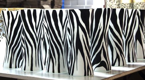 Handpainted Glass Vase Zebra | Painted Art Glass Vase | Interior Design Home Room Decor | Table vase 12 inch (Color: Black, Height, Mm: 300)