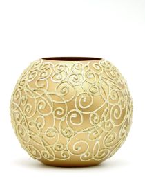 Gold bowl glass vase for flowers | Painted Art Glass Round Bubble Vase | Home Decor | Table vase 6 inch (Color: Gold, Height, Mm: 180)