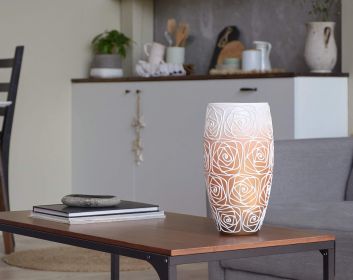 Handpainted Glass Vase for Flowers | Painted Art Glass Orange Oval Vase | Interior Design Home Room Decor | Table vase 12 in (Color: Orange, Height, Mm: 300)