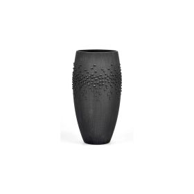 Handpainted Black Glass Vase | Painted Art Glass Oval Vase | Interior Design Home Room Decor | Table vase 12 inch (Color: Black, Height, Mm: 300)