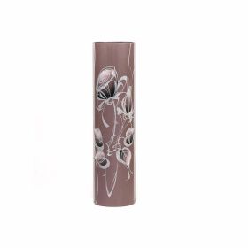 Handmade decorated vase | Glass vase for flowers | Cylinder Vase | Interior Design | Home Decor | Large Floor Vase 16 inch (Color: Brown, Height, Mm: 400)