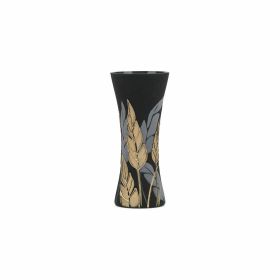 Handpainted Glass Vase for Flowers | Art Glass Vase | Home Room Decor | Table vase 12 in (Color: Black, Height, Mm: 300)