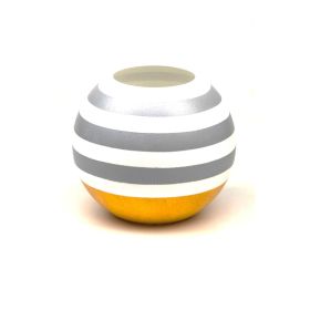 Handpainted Glass Vase for Flowers | Painted Art Glass Round Yellow Vase | Interior Design Home Room Decor | Table vase 6 inch (Color: Yellow, Height, Mm: 180)