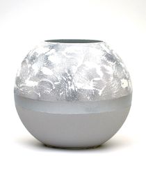 Handpainted Glass Vase for Flowers | Painted Art Glass Round Bubble Vase | Interior Design Home Room Decor | Table vase 6 in (Color: Gray, Height, Mm: 180)