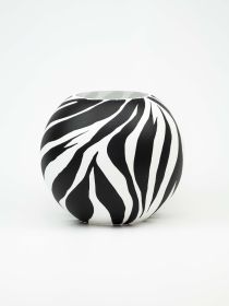 Handpainted Glass Vase for Flowers | Painted Art Glass Round Vase | Interior Design Home Room Zebra Decor | Table vase 6 inch (Color: White, Height, Mm: 180)